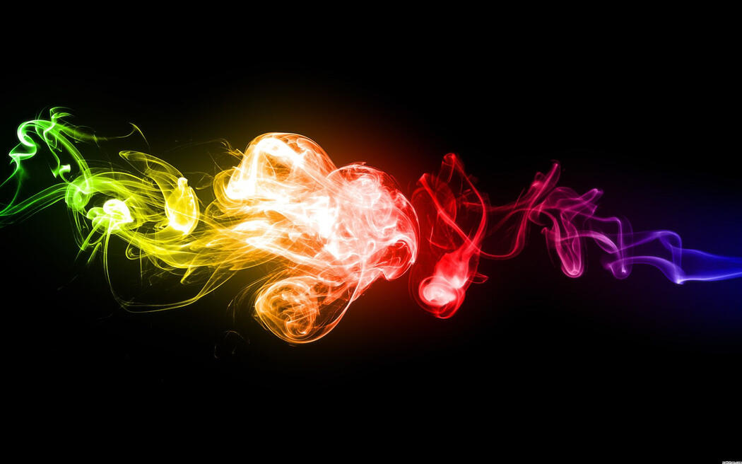 Rainbow plume of lit-up ink